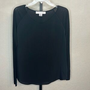 428 - French Connection NWOT Black Long Sleeve Top, Size Large